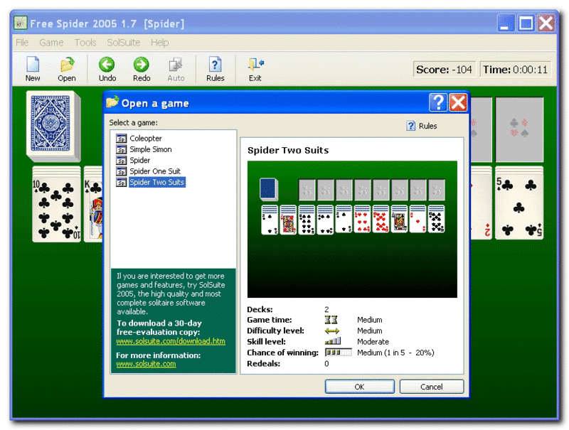 Free Spider 2005 - Solitaire Collection Screenshot